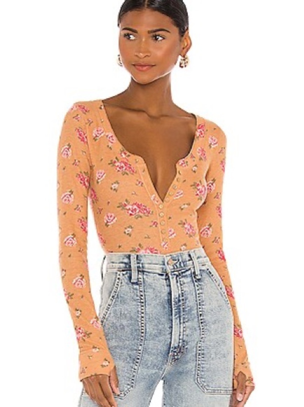 Free People | Dylan Thermal Long Sleeve Henley Bodysuit
